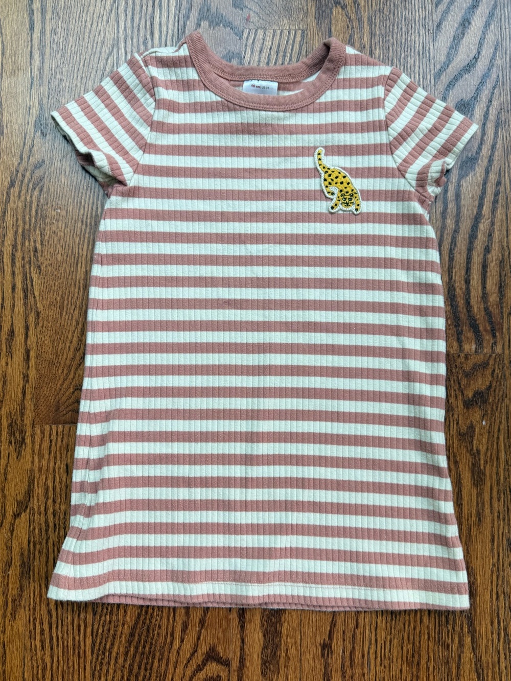Hanna Andersson Ribbed Striped Pink & Cream Short Sleeve T-Shirt Dress 3T